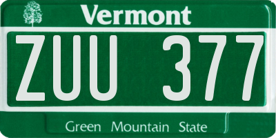 VT license plate ZUU377