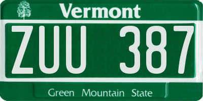 VT license plate ZUU387