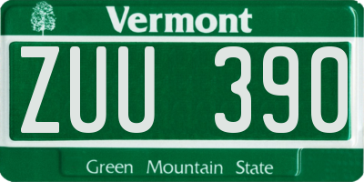 VT license plate ZUU390