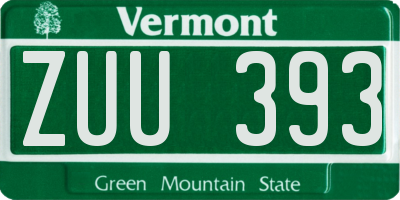 VT license plate ZUU393