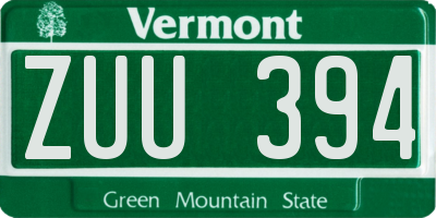 VT license plate ZUU394