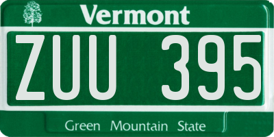 VT license plate ZUU395