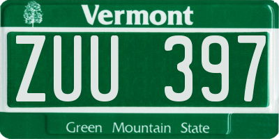VT license plate ZUU397