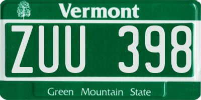 VT license plate ZUU398