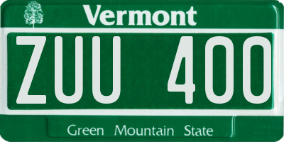 VT license plate ZUU400