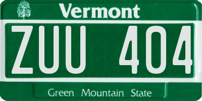 VT license plate ZUU404