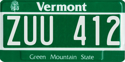 VT license plate ZUU412