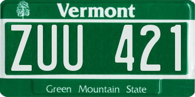 VT license plate ZUU421