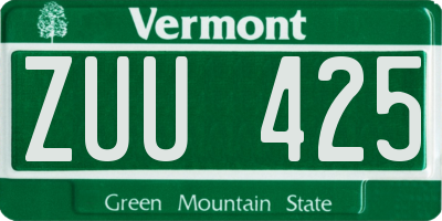 VT license plate ZUU425
