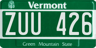 VT license plate ZUU426