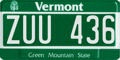 VT license plate ZUU436