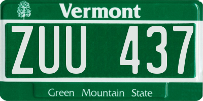 VT license plate ZUU437
