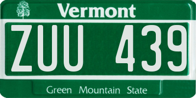 VT license plate ZUU439