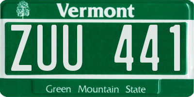 VT license plate ZUU441