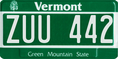 VT license plate ZUU442