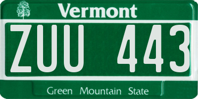 VT license plate ZUU443