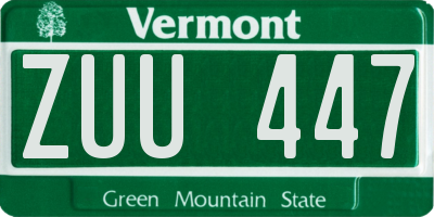 VT license plate ZUU447