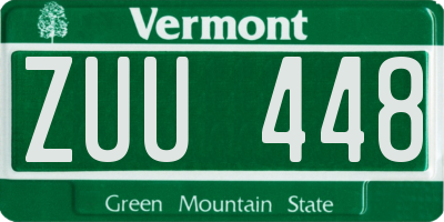 VT license plate ZUU448