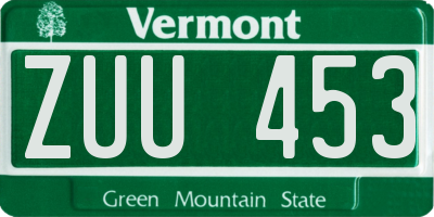 VT license plate ZUU453