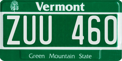 VT license plate ZUU460