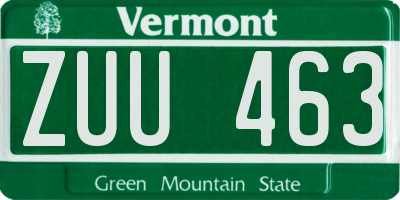 VT license plate ZUU463