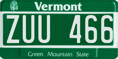 VT license plate ZUU466