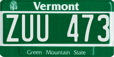 VT license plate ZUU473