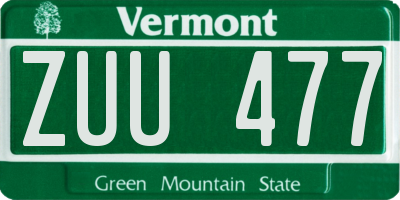 VT license plate ZUU477