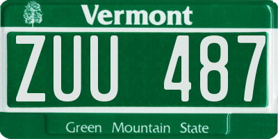 VT license plate ZUU487
