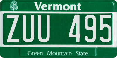 VT license plate ZUU495