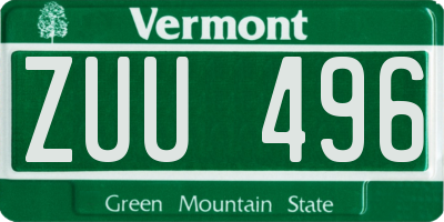 VT license plate ZUU496