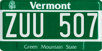 VT license plate ZUU507