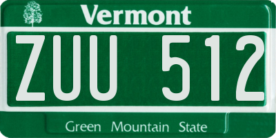 VT license plate ZUU512