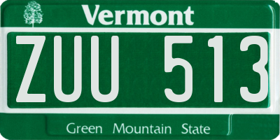 VT license plate ZUU513