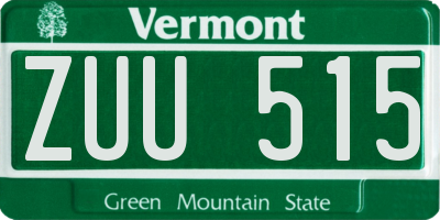 VT license plate ZUU515