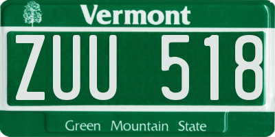 VT license plate ZUU518
