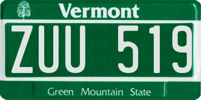 VT license plate ZUU519