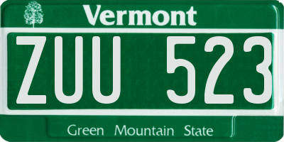 VT license plate ZUU523