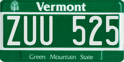 VT license plate ZUU525