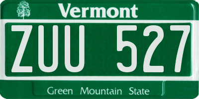 VT license plate ZUU527