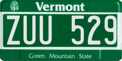 VT license plate ZUU529