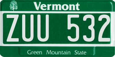 VT license plate ZUU532
