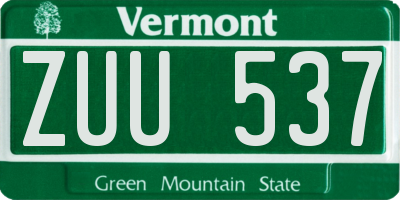 VT license plate ZUU537