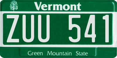 VT license plate ZUU541