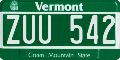 VT license plate ZUU542