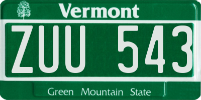 VT license plate ZUU543