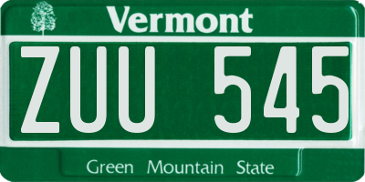 VT license plate ZUU545