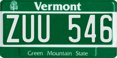 VT license plate ZUU546