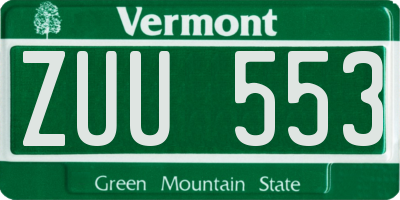 VT license plate ZUU553
