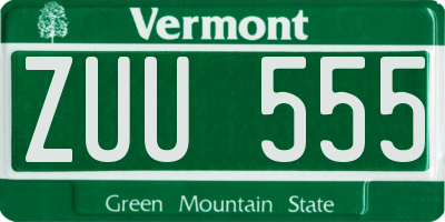 VT license plate ZUU555